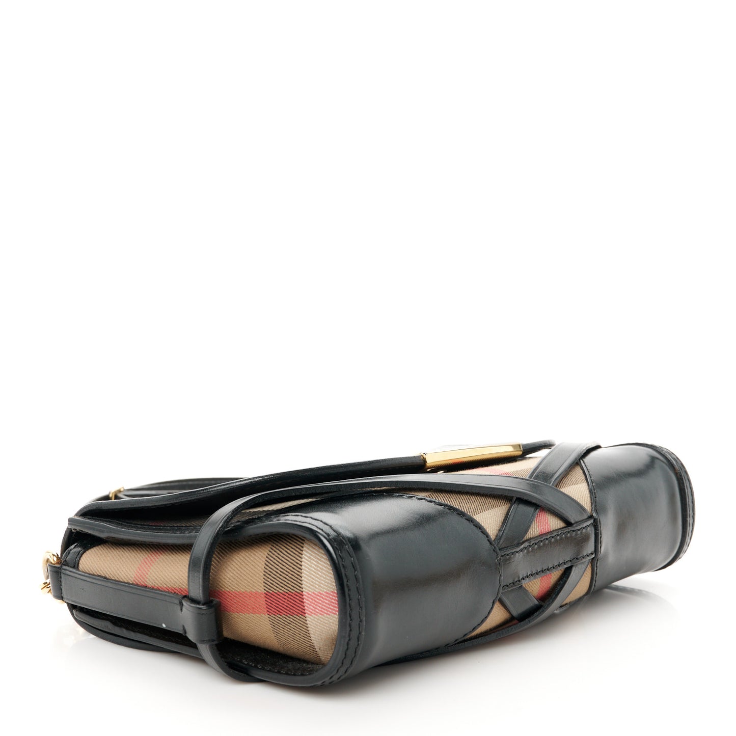 House Check Bridle Calfskin Small Abbott Crossbody Bag Black