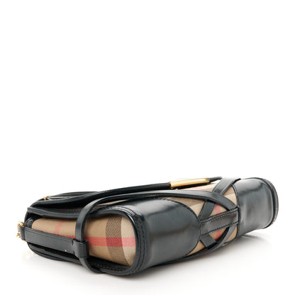 Burberry House Check Bridle Calfskin Small Abbott Crossbody Bag Black 4 of 10