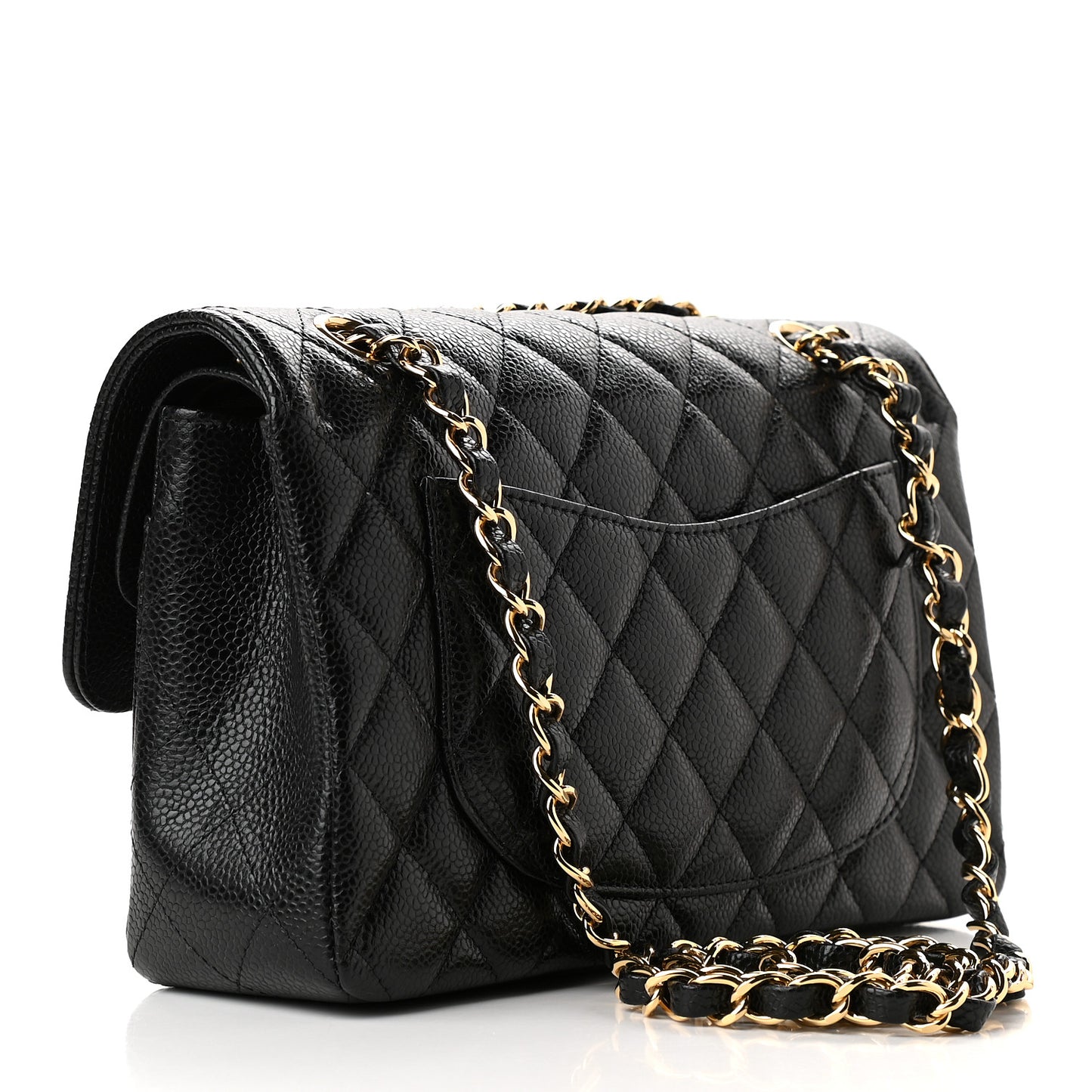 Caviar Quilted Small Double Flap Black