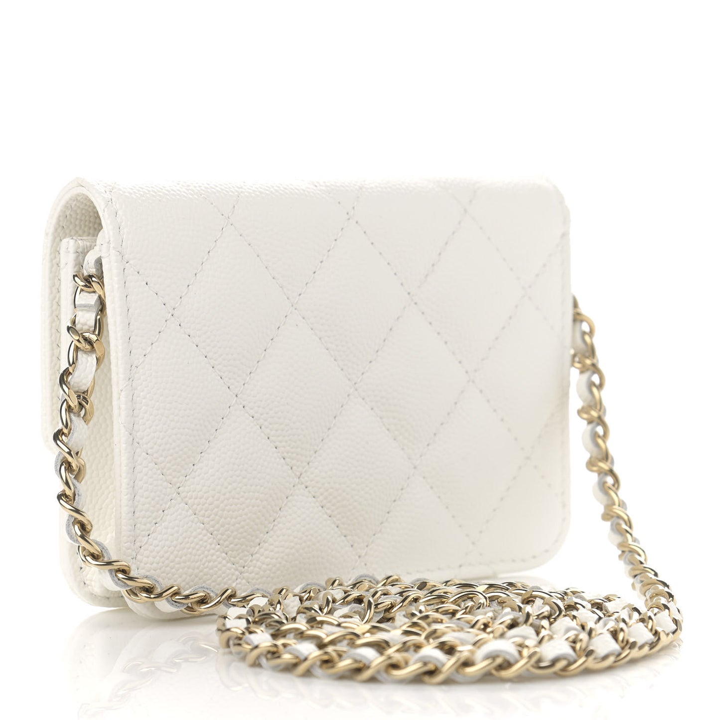 Caviar Quilted Mini Chain Bag White