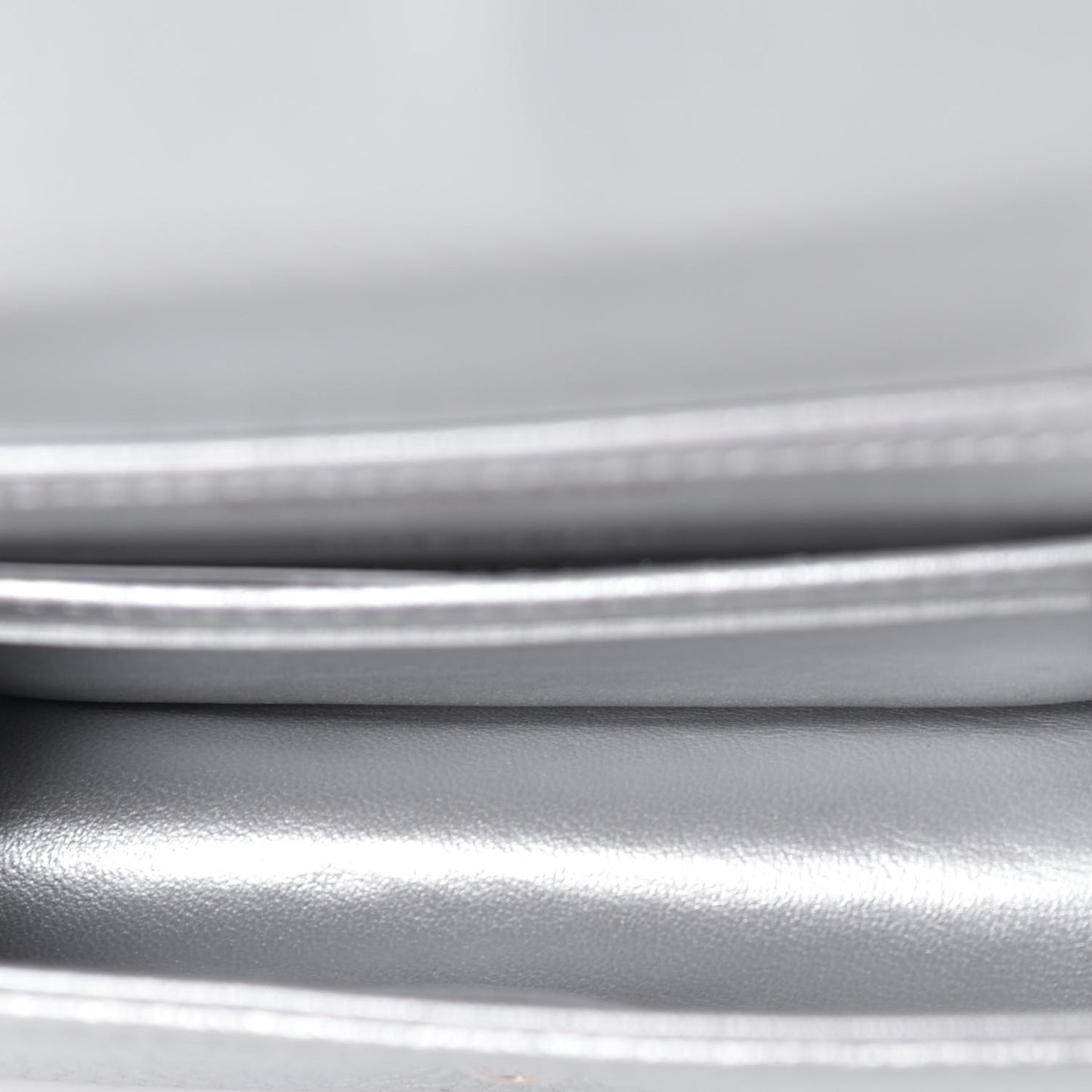 Metallic Grained Calfskin Baby Diorama Flap Bag Silver