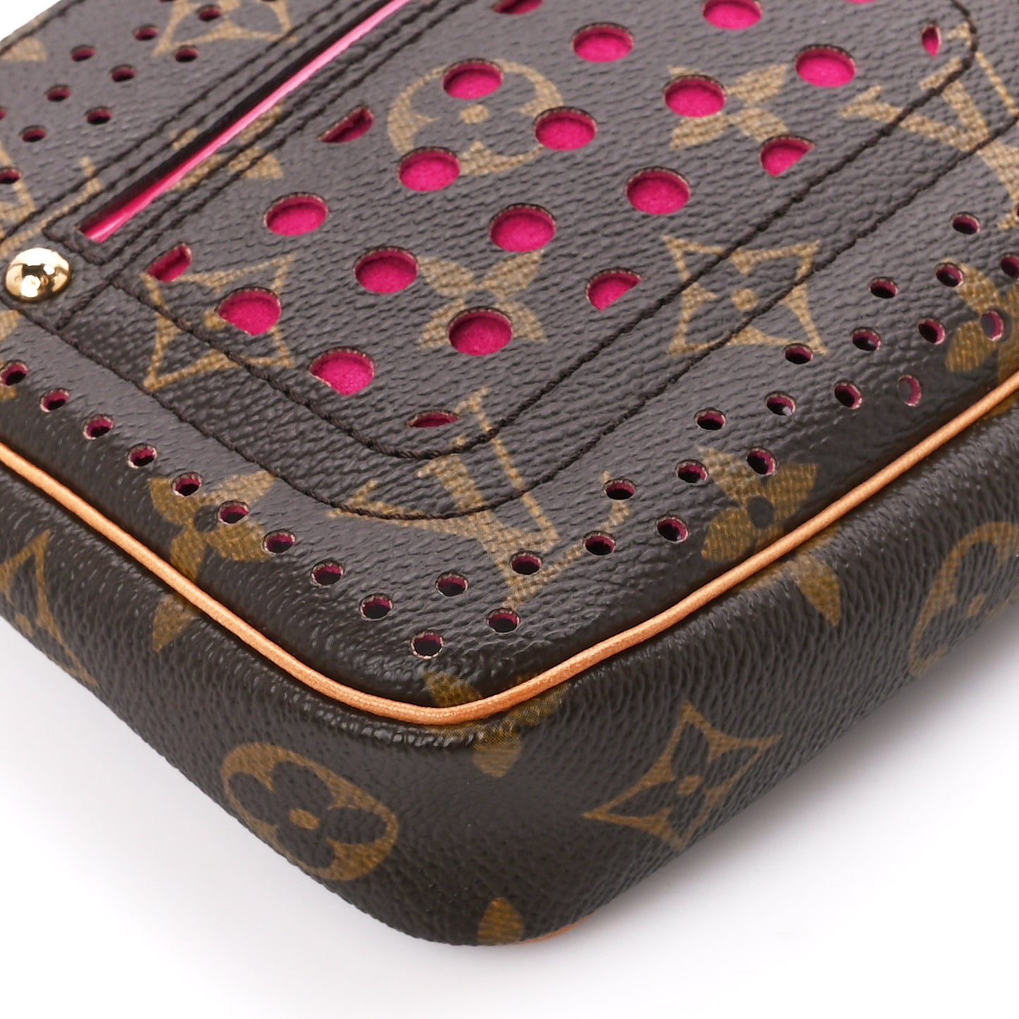 Monogram Perforated Pochette Accessories Bag Fuchsia