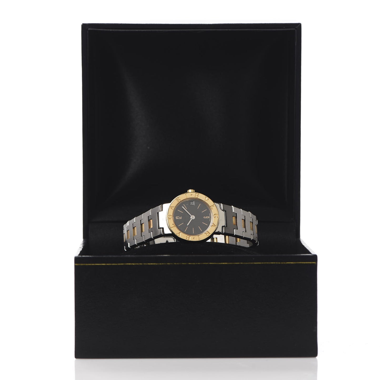 Stainless Steel 18K Yellow Gold 23mm Quartz Watch Black
