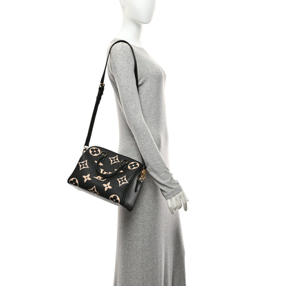 Louis Vuitton Empreinte Monogram Giant Speedy Bandouliere 25 Black Beige 2 of 9