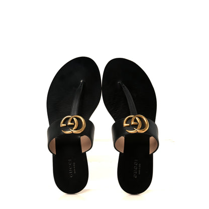Gucci Calfskin GG Marmont Thong Sandals 36 Black 2 of 10