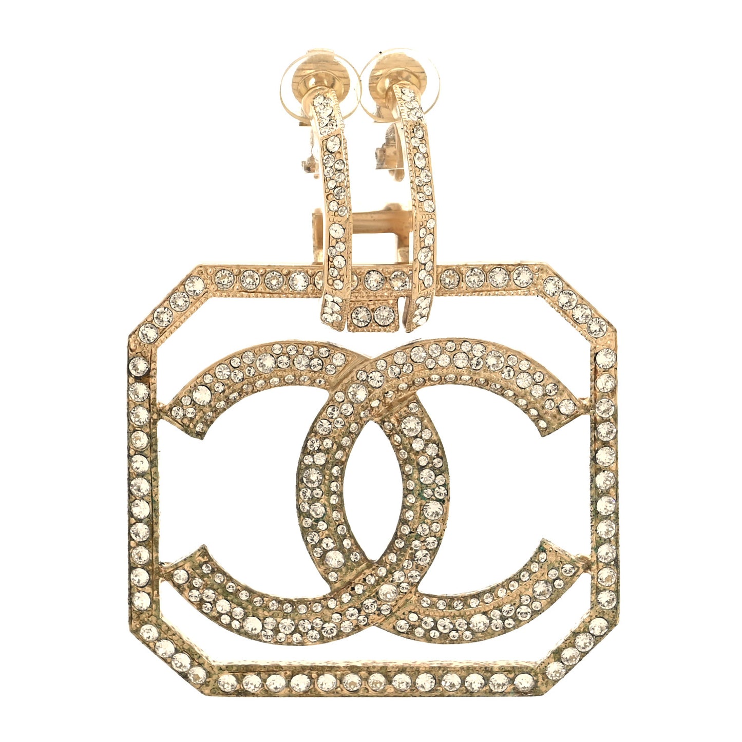 Crystal CC Single Clip On Earring Gold