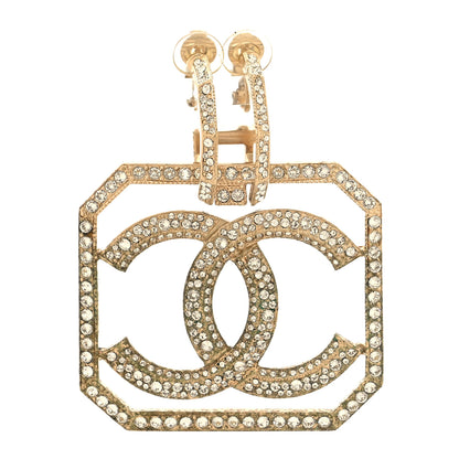 Chanel Crystal CC Single Clip On Earring Gold 1 of 5