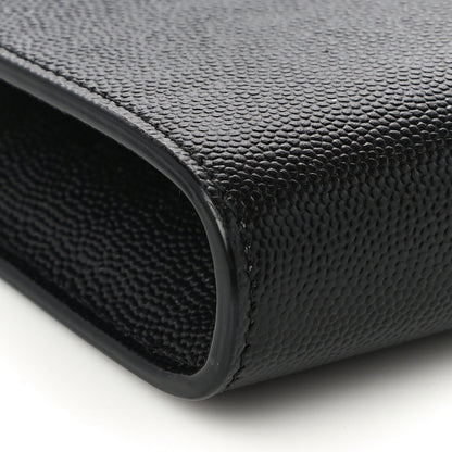 Saint Laurent Grain De Poudre Monogram Cassandra Chain Wallet Black 8 of 10
