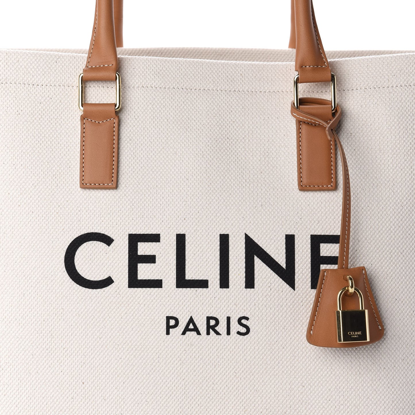 Canvas Calfskin Horizontal Cabas Natural Tan
