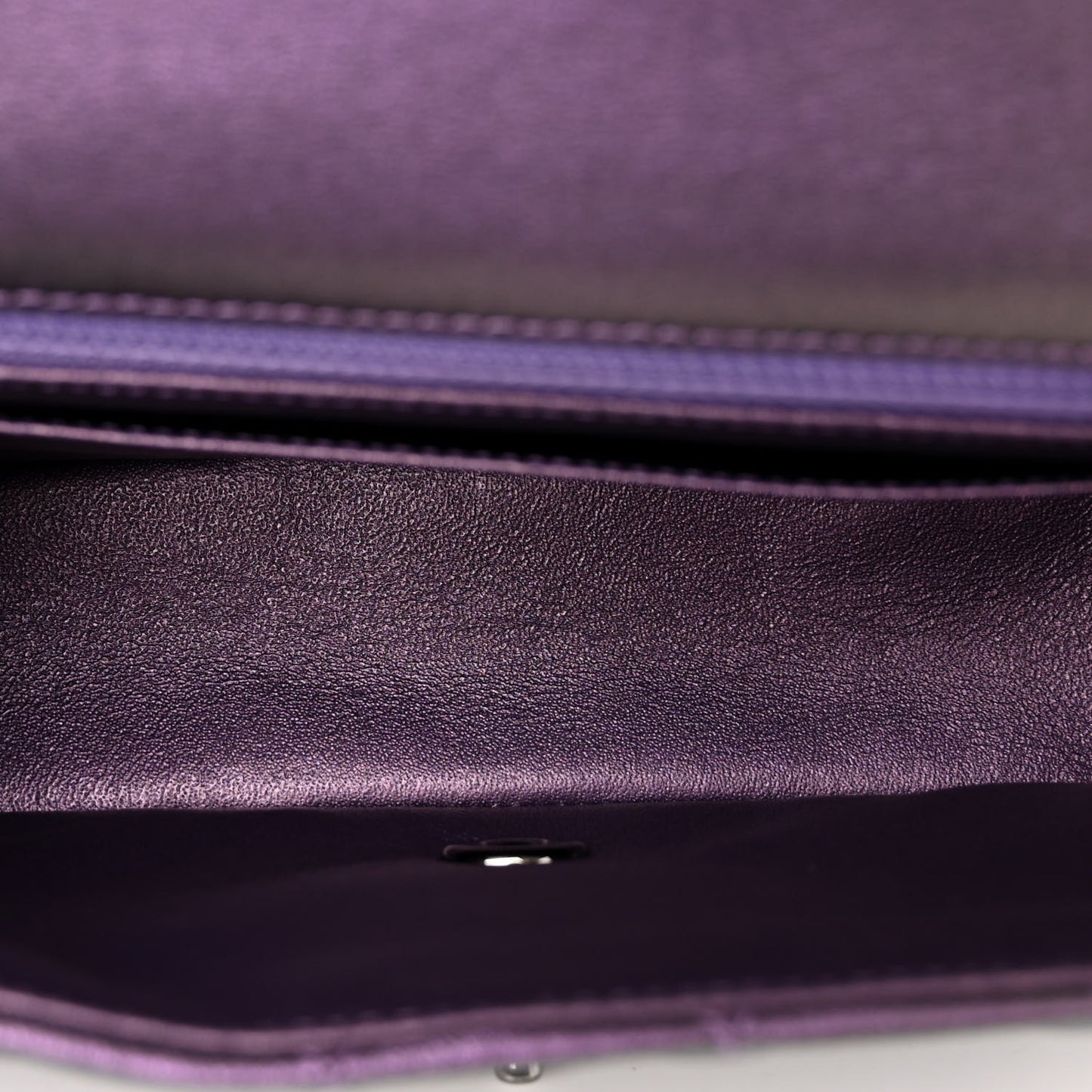Iridescent Lambskin Quilted Mini Rectangular Flap Dark Purple