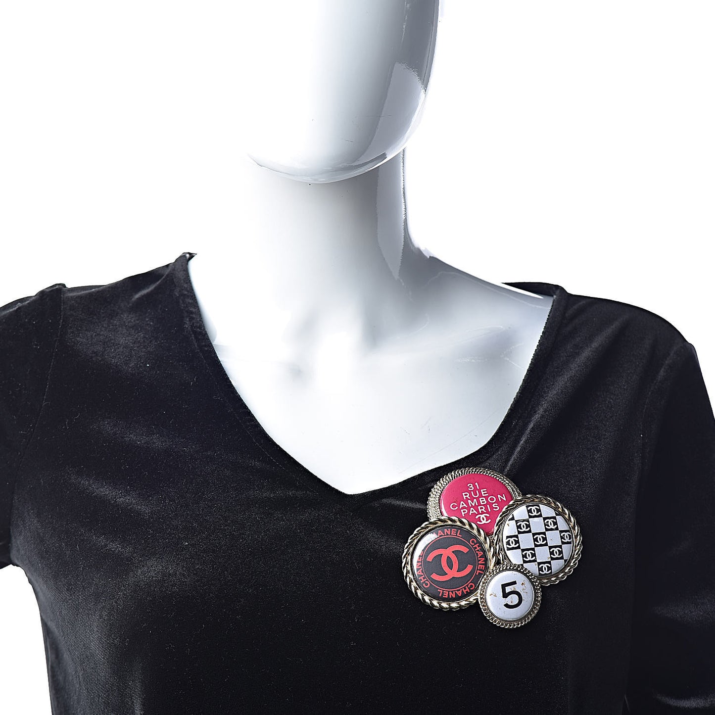 Logo Button Brooch Gold