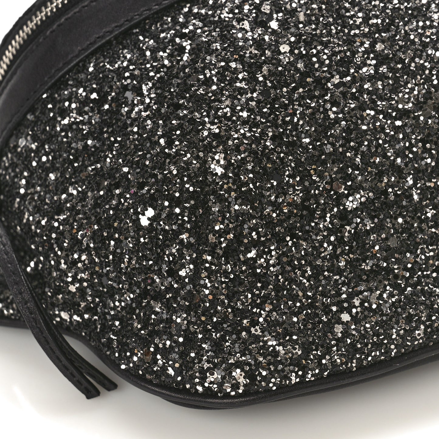 Lambskin Glitter Belt Bag Metallic Black