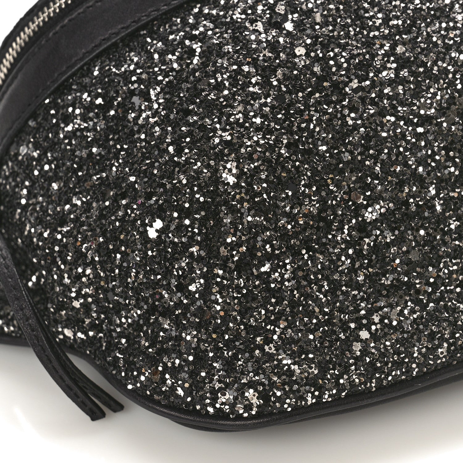 Saint Laurent Lambskin Glitter Belt Bag Metallic Black 8 of 9