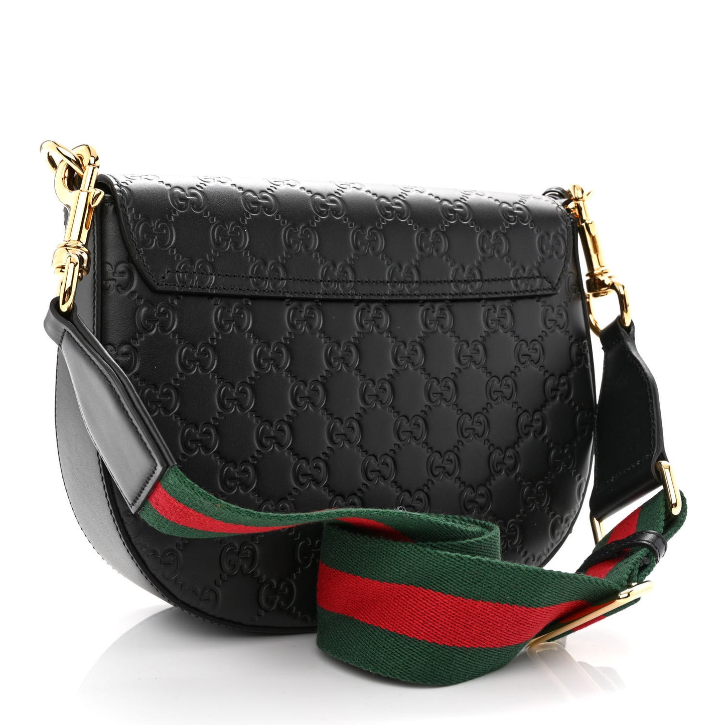 Guccissima Web Medium Padlock Messenger Shoulder Bag Black