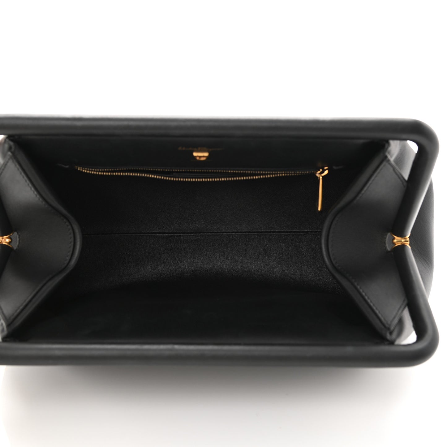 Calfskin Frame Satchel Black
