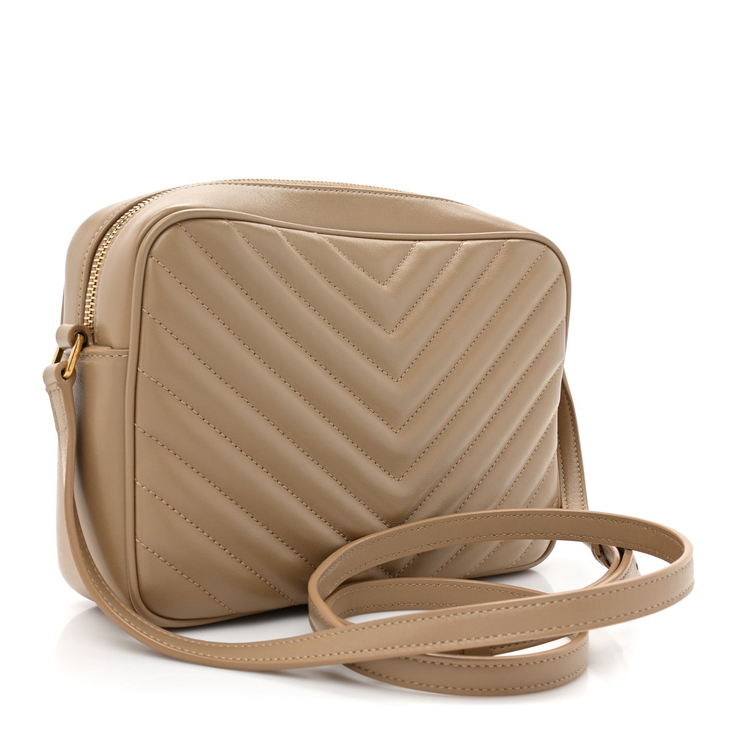 Saint Laurent Calfskin Matelasse Monogram Lou Camera Bag Dark Beige 3 of 11
