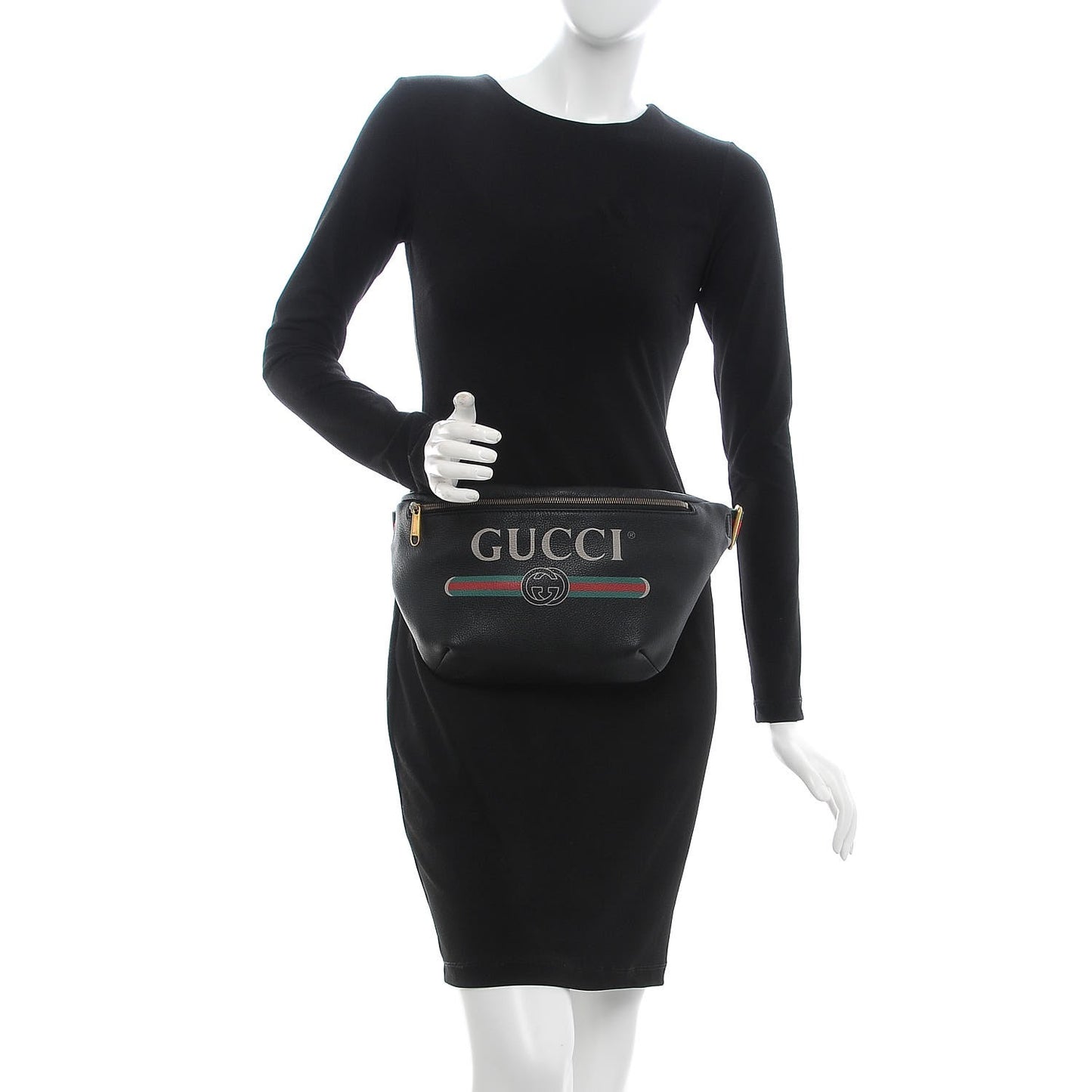 Grained Calfskin Logo Belt Bag Black