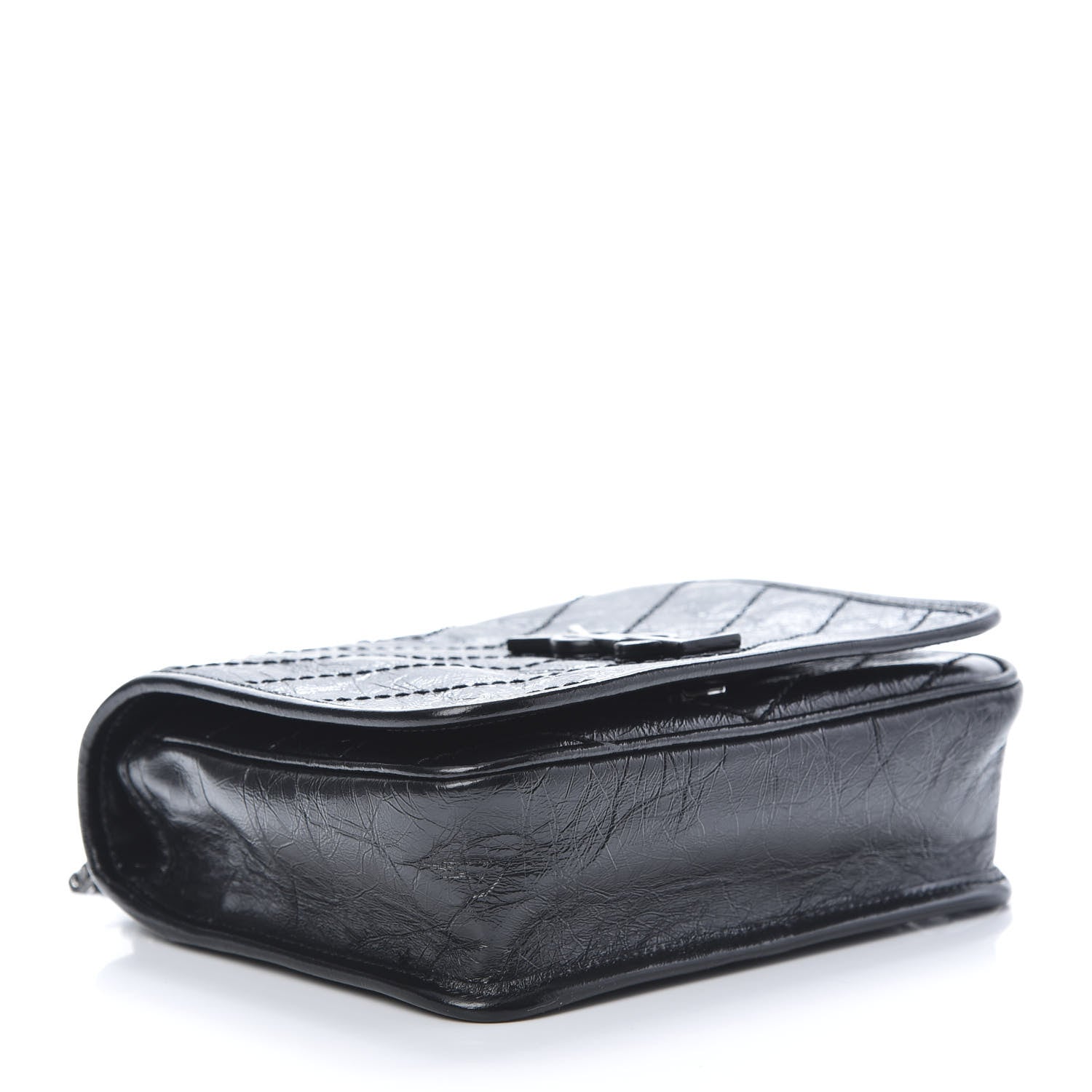 Saint Laurent Crinkled Calfskin Matelasse Monogram Niki Chain Wallet Black 4 of 10