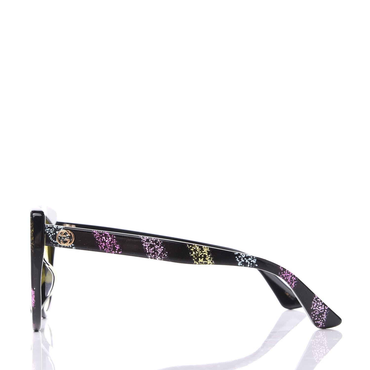 Gucci Glitter Cat Eye Sunglasses GG0325SA Black Yellow 3 of 7
