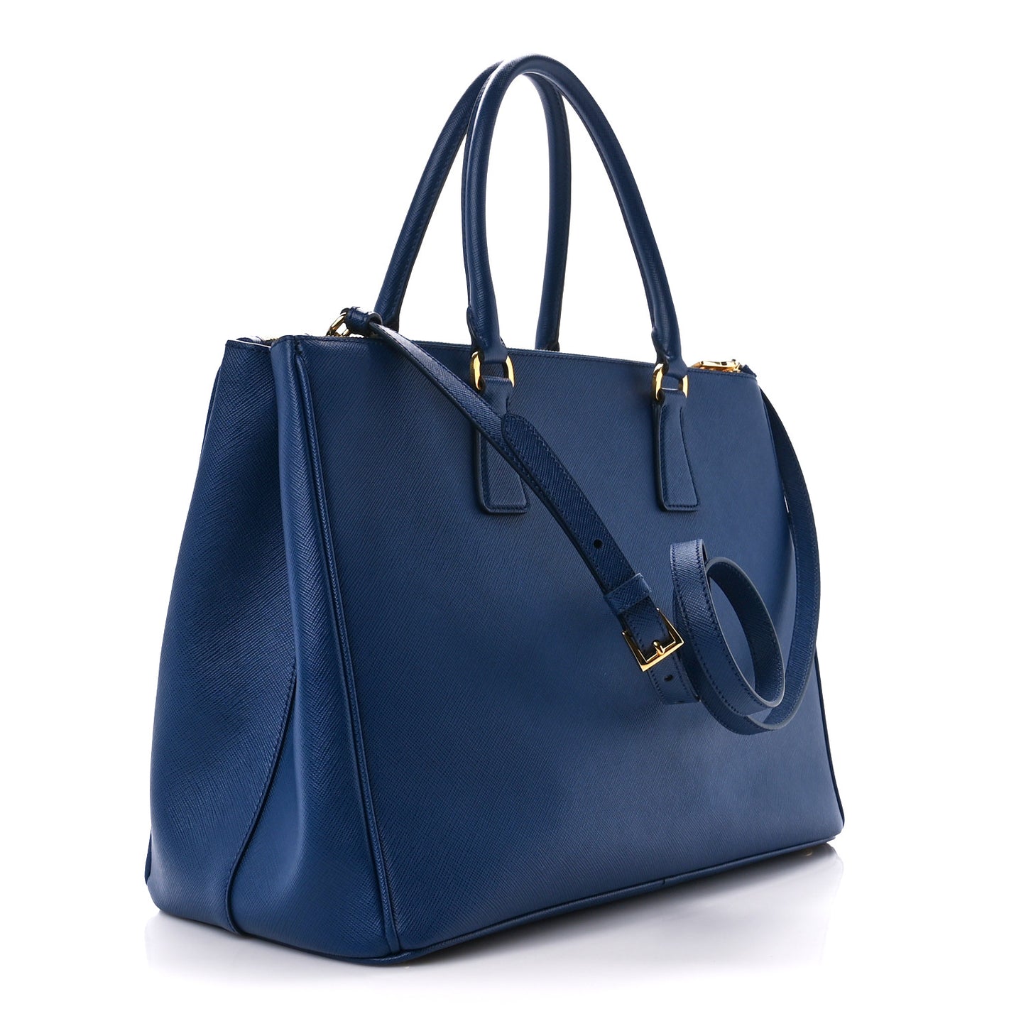 Saffiano Lux Large Galleria Double Zip Tote Bluette