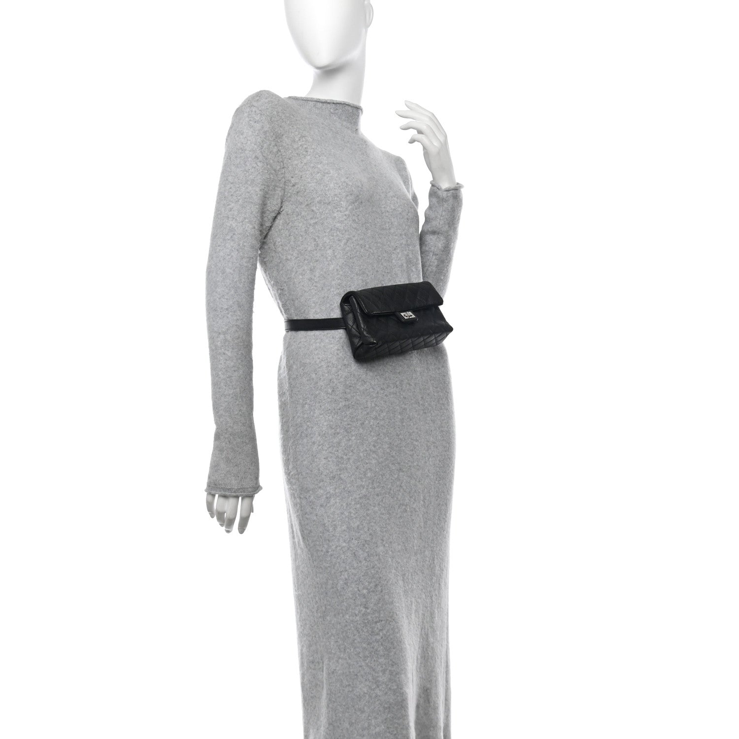 Chanel Grained Calfskin Quilted 2.55 Reissue Flap Belt Bag Clutch  Black 2 of 12