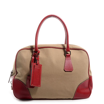 Prada Canvas Boston Bag Red 1 of 9