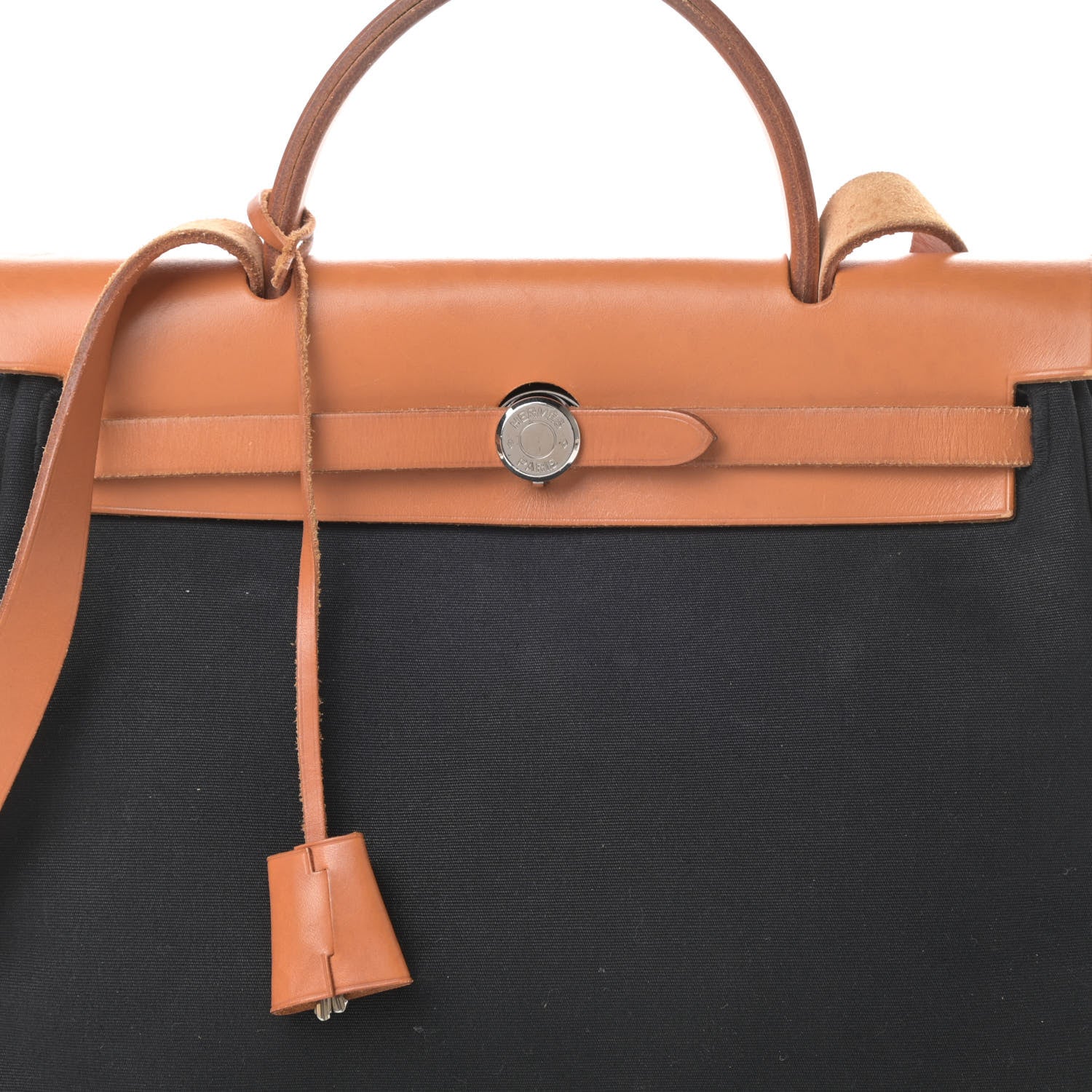 Hermes Toile Vache Calfskin Herbag 30 PM Black Natural 9 of 21