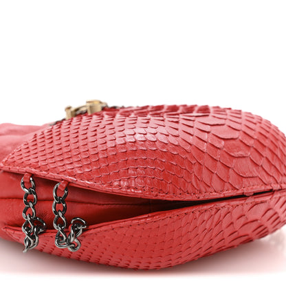 Chanel Snakeskin Calfskin Gabrielle Bucket Red 9 of 10