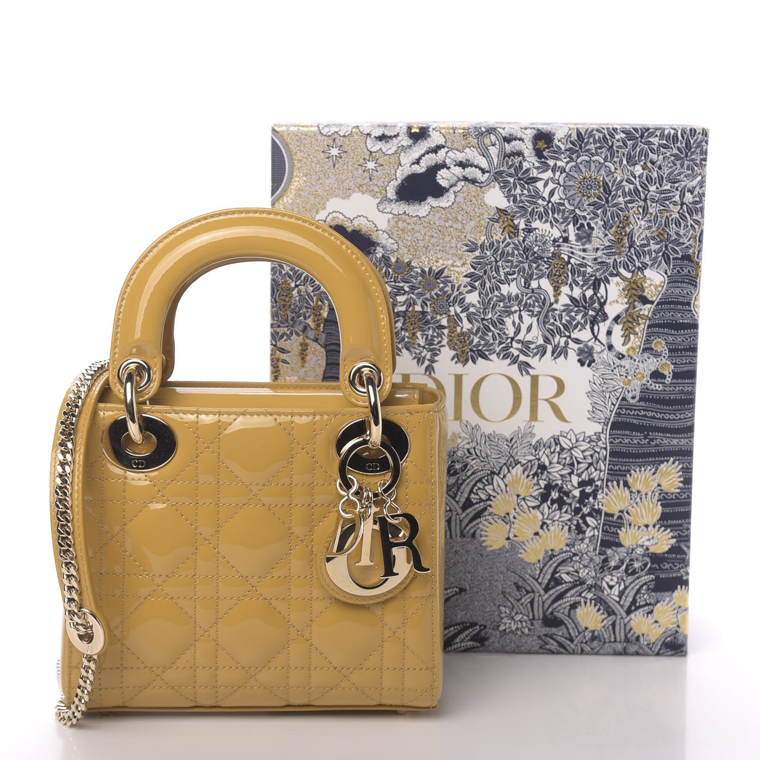 Christian Dior Patent Cannage Mini Lady Dior Yellow 11 of 11