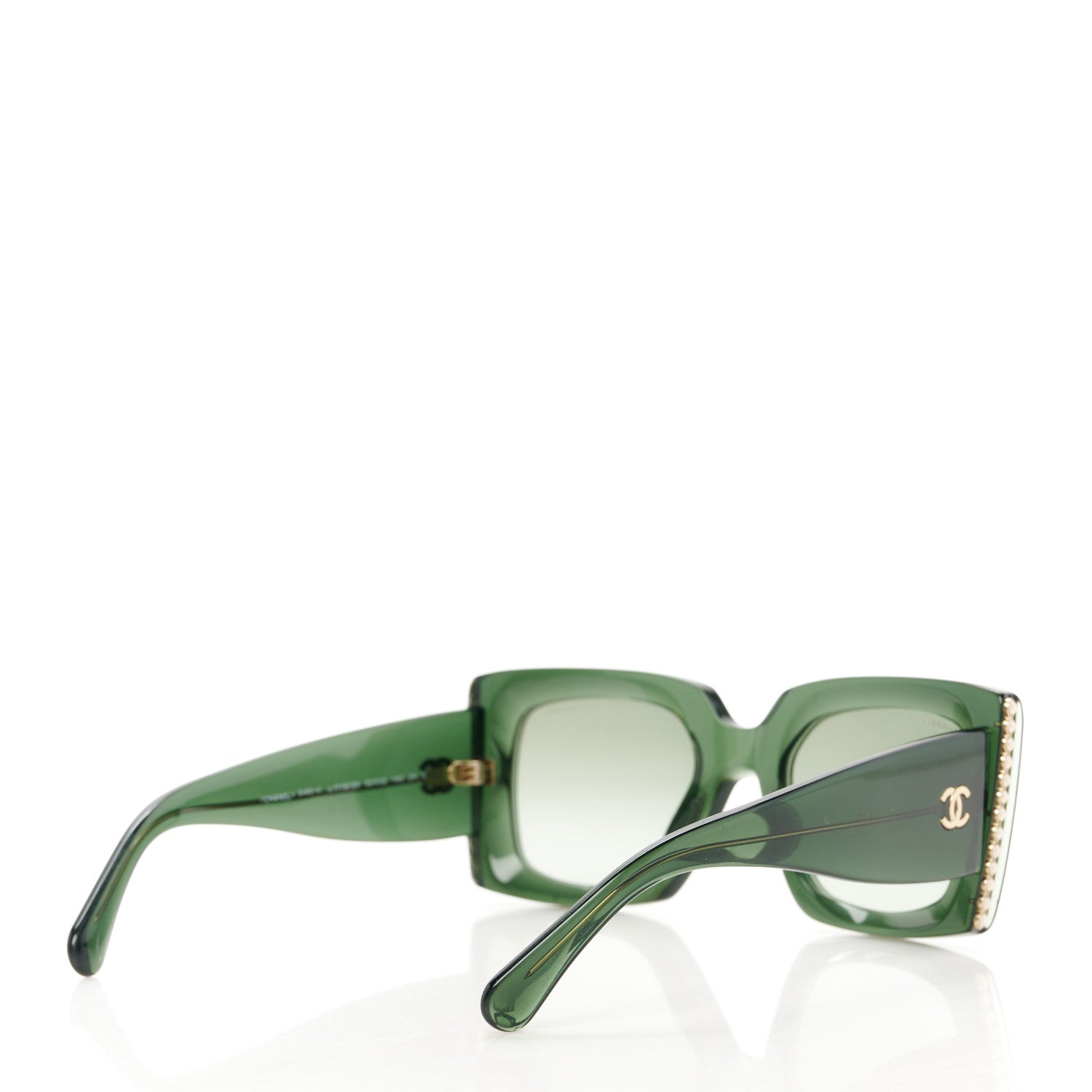 Chanel Acetate Pearl Rectangle Sunglasses 5480-H Dark Green 4 of 8