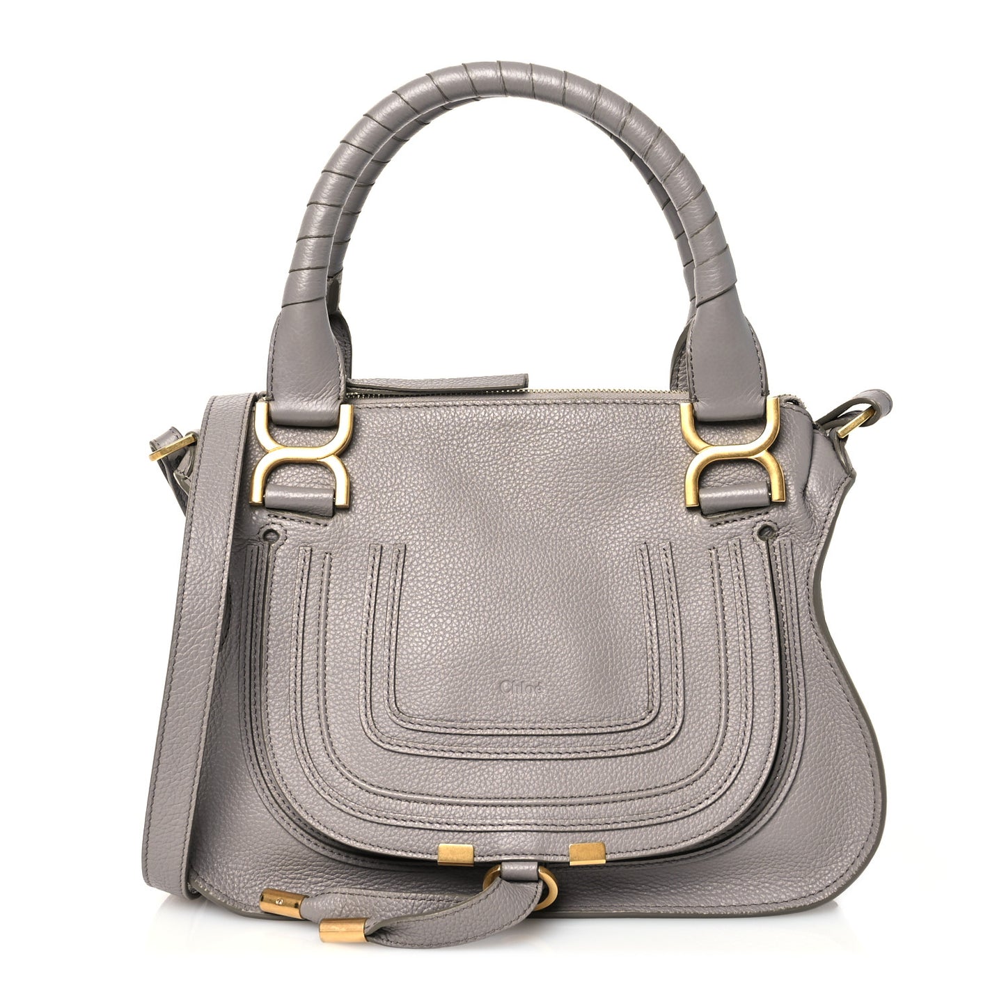 Calfskin Small Marcie Satchel Cashmere Grey