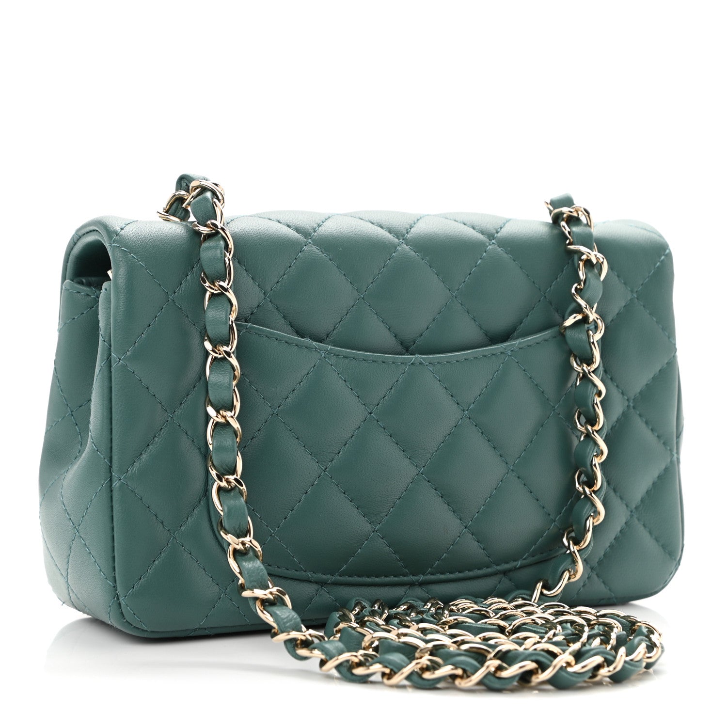 Chanel Lambskin Quilted Mini Rectangular Flap Green 3 of 11