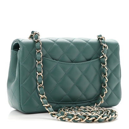 Chanel Lambskin Quilted Mini Rectangular Flap Green 3 of 11