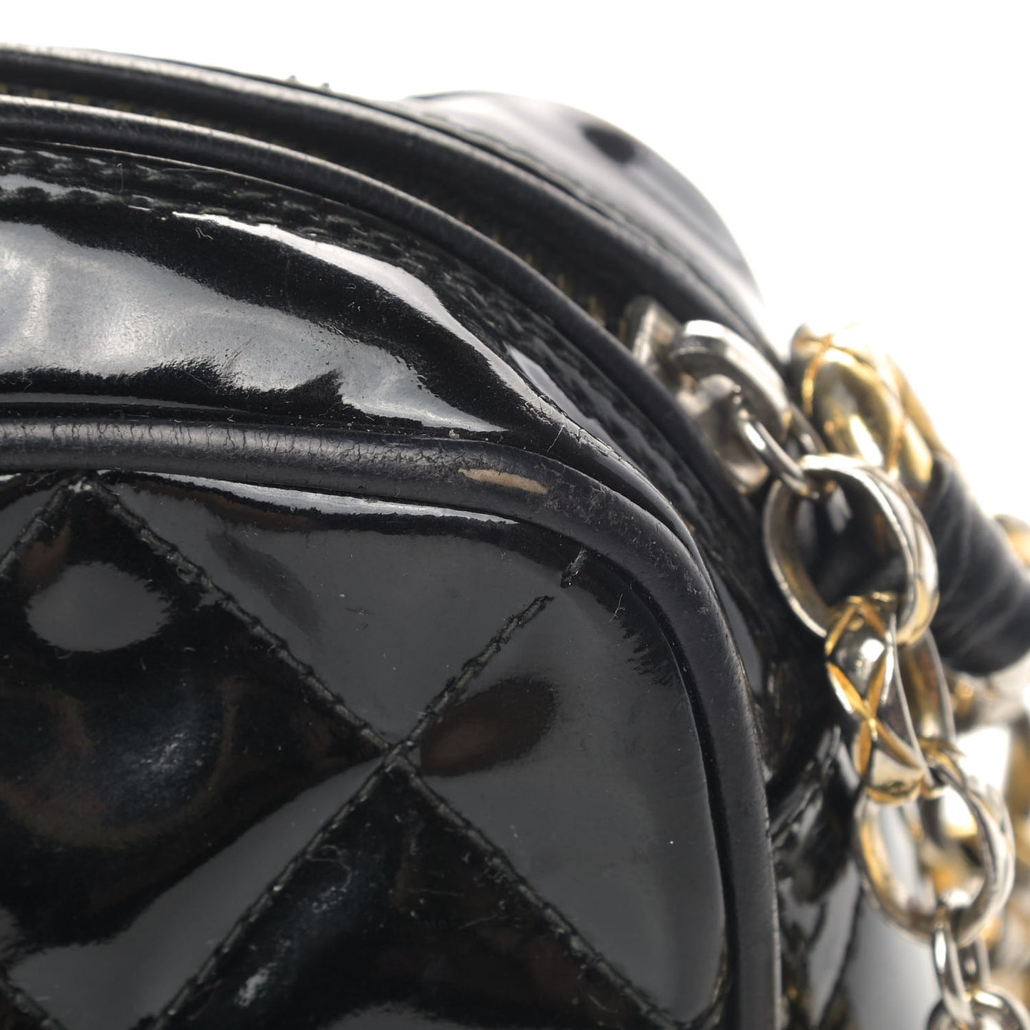 Patent Quilted Tassel Camera Case Black