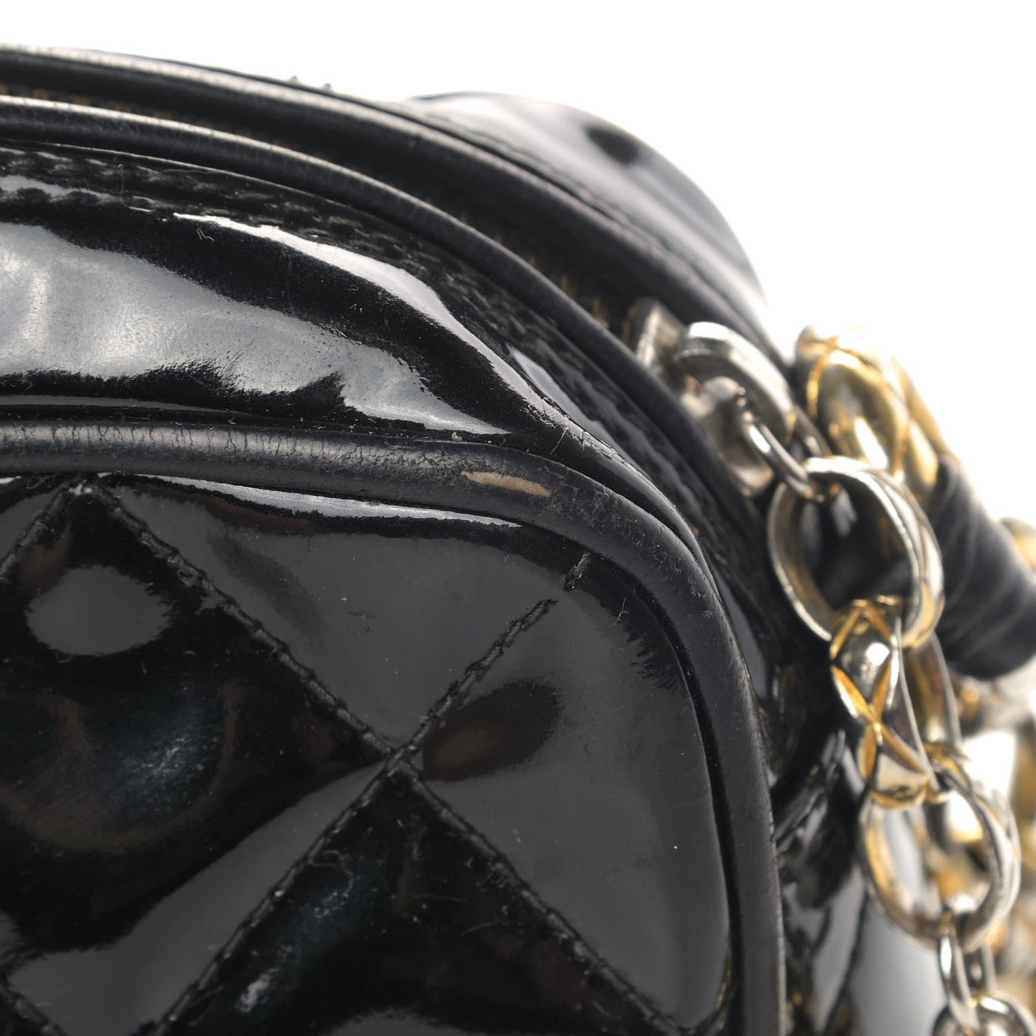 Chanel Patent Quilted Tassel Camera Case Black 7 of 9
