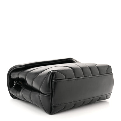 Saint Laurent Calfskin Y Quilted Monogram Monochrome Toy Loulou Crossbody Bag Black 4 of 10