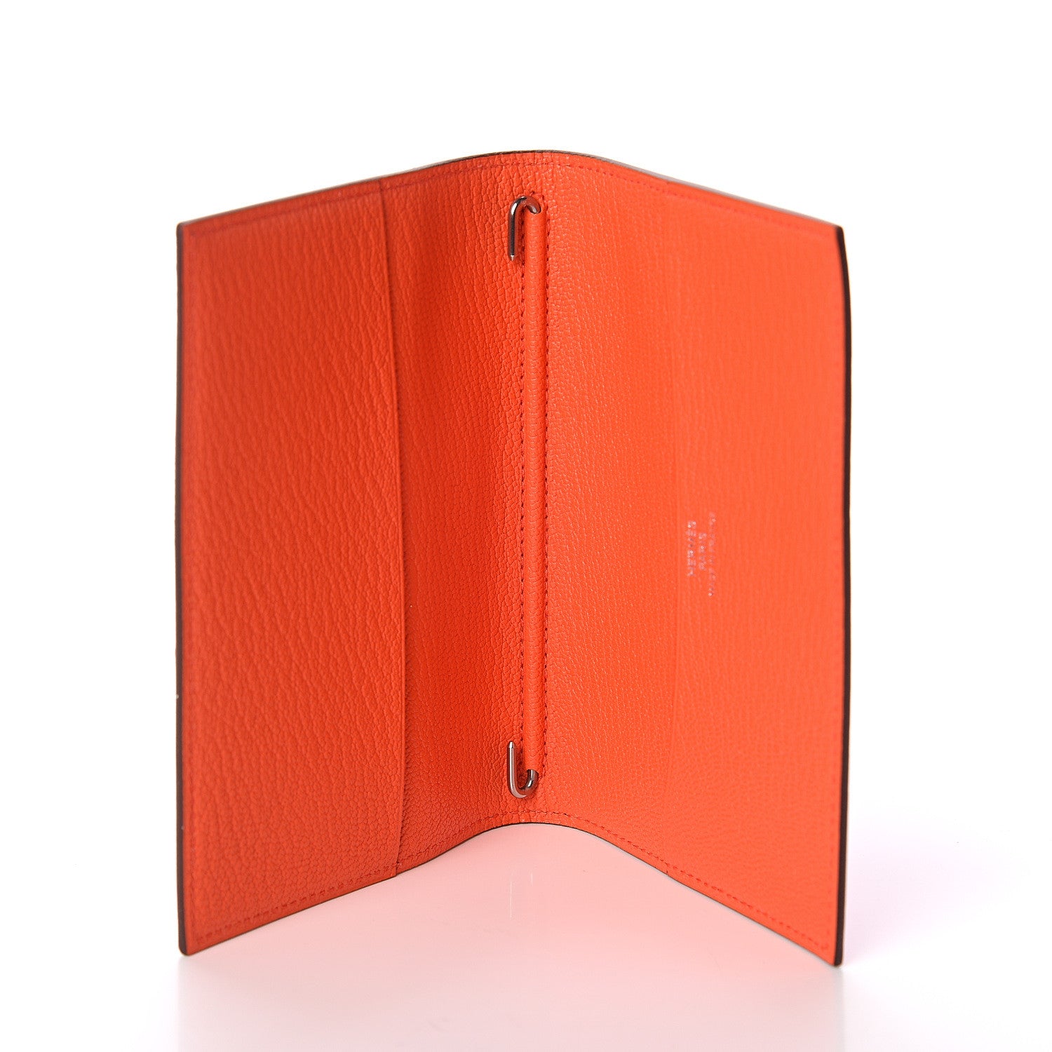 Hermes Chevre Mysore Bi-Color Globe Trotter Agenda Cover PM Rose Lipstick Orange Poppy 4 of 6