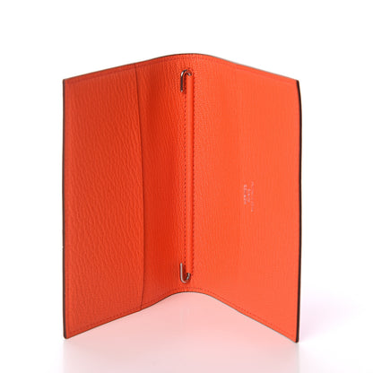 Hermes Chevre Mysore Bi-Color Globe Trotter Agenda Cover PM Rose Lipstick Orange Poppy 4 of 6