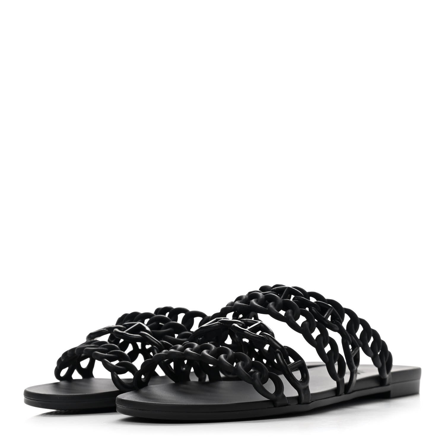 Hermes Rubber Chaine d'Ancre Nude Sandals 36 Black 3 of 8