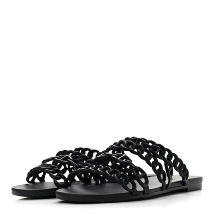 Hermes Rubber Chaine d'Ancre Nude Sandals 36 Black 3 of 8