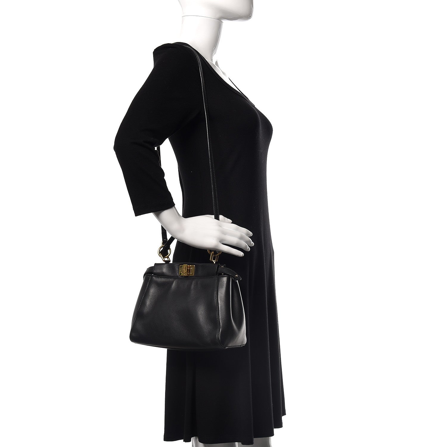 Fendi Nappa Mini Peekaboo Iconic Satchel Black 2 of 13