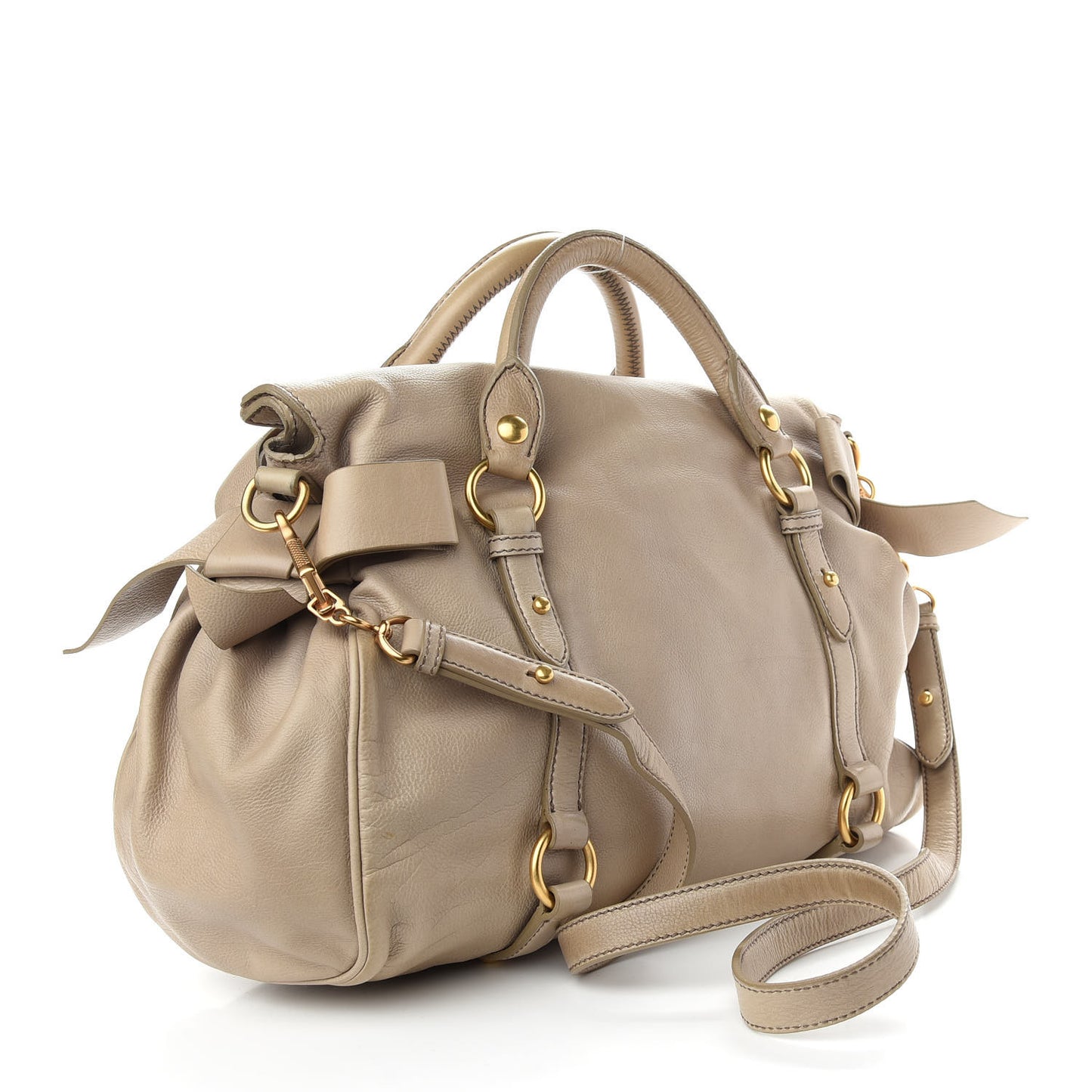 Vitello Lux Medium Bow Bag Alluminio