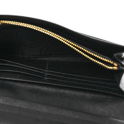 Prada Saffiano Metal Continental Flap Travel Wallet Black 5 of 10