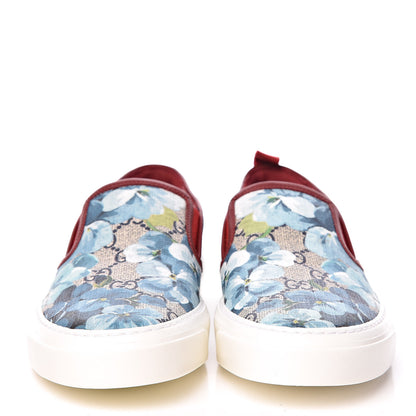Gucci GG Supreme Monogram Blooms Womens Slip On Sneakers 37.5 Beige Blue Navy Red 2 of 9