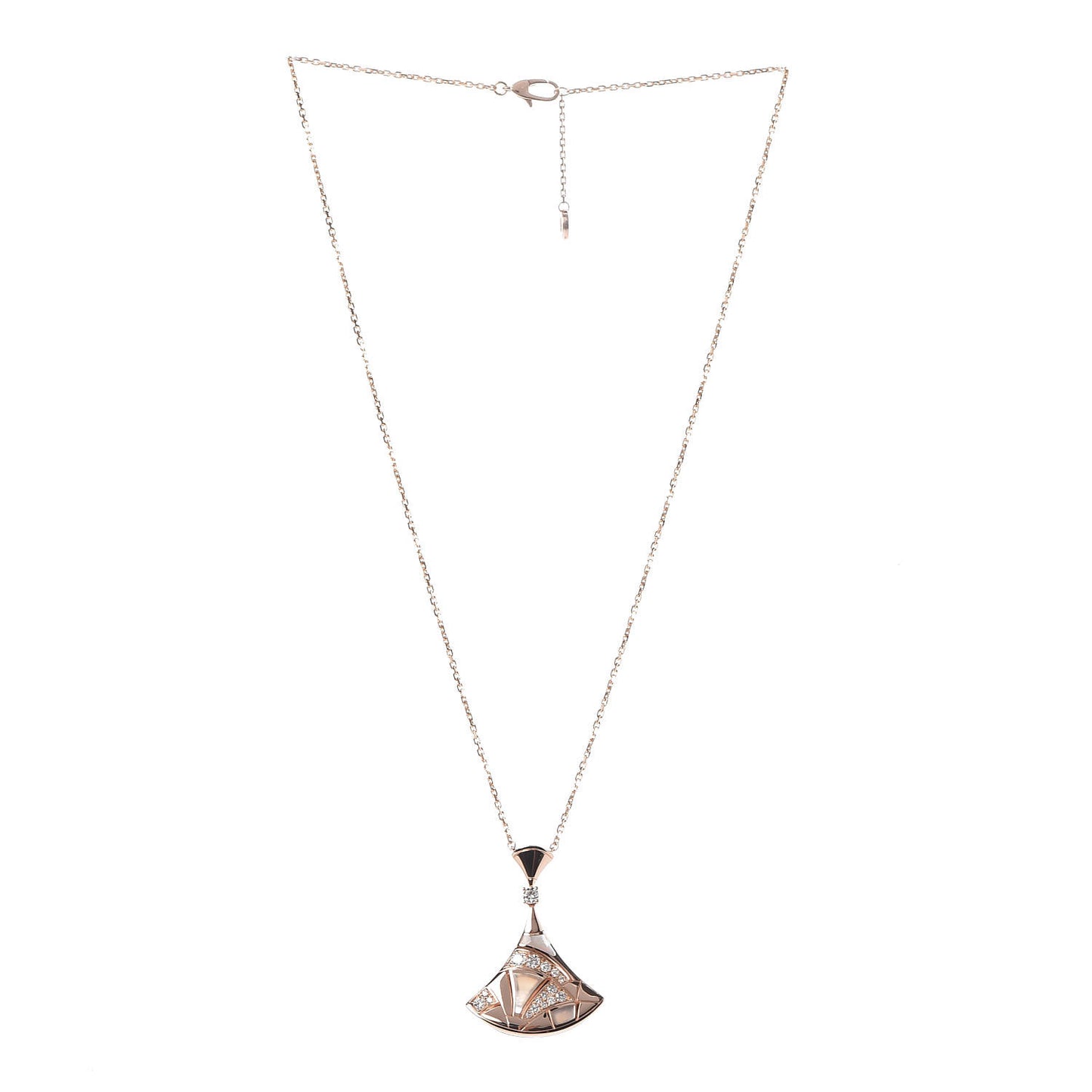 18K Rose Gold Diamond Mother of Pearl Divas' Dream Pave Pendant Necklace