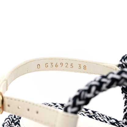 Chanel Lambskin Cord Chain CC Sandals 38 Navy Blue White 9 of 16