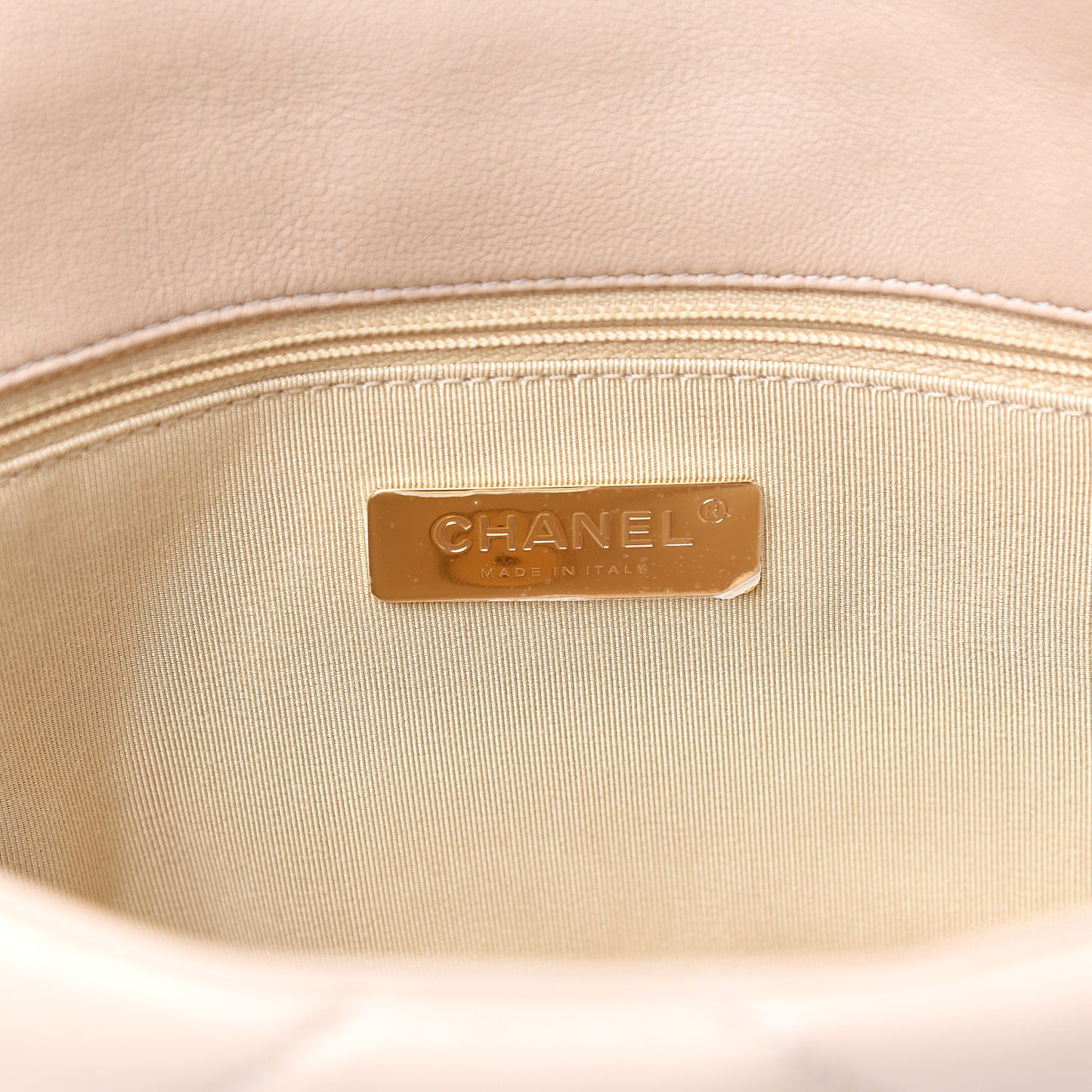Lambskin Quilted Medium 19 Flap Light Beige