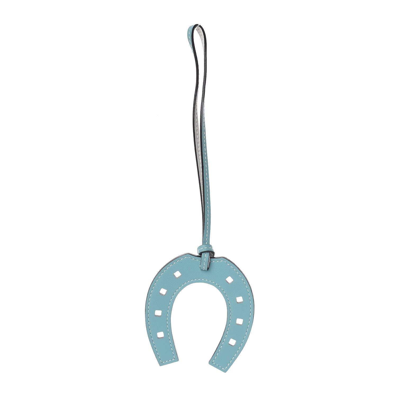 Hermes Swift Paddock Horseshoe Bag Charm Bleu Atoll White 1 of 3