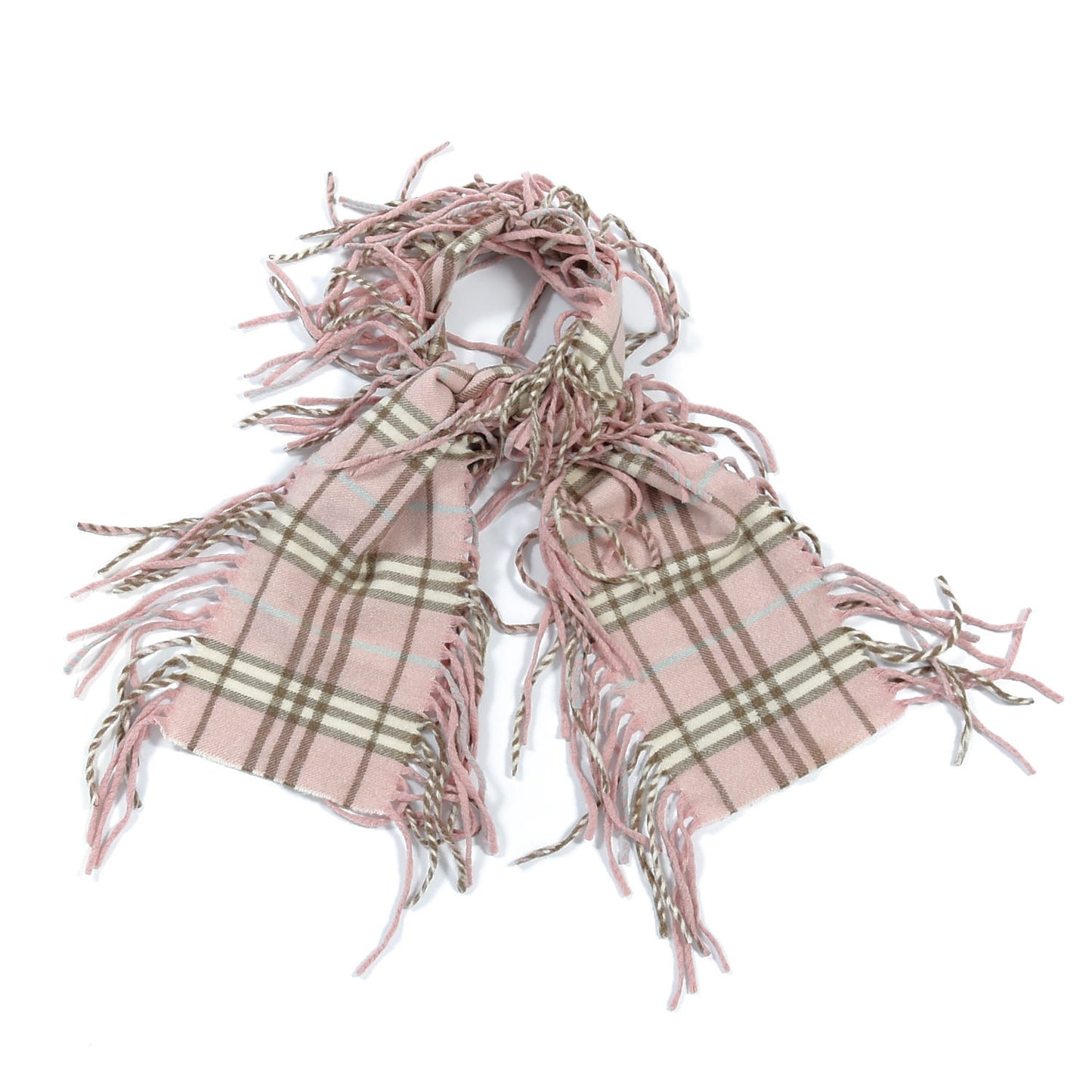 Cashmere Check Happy Fringe Scarf Pink