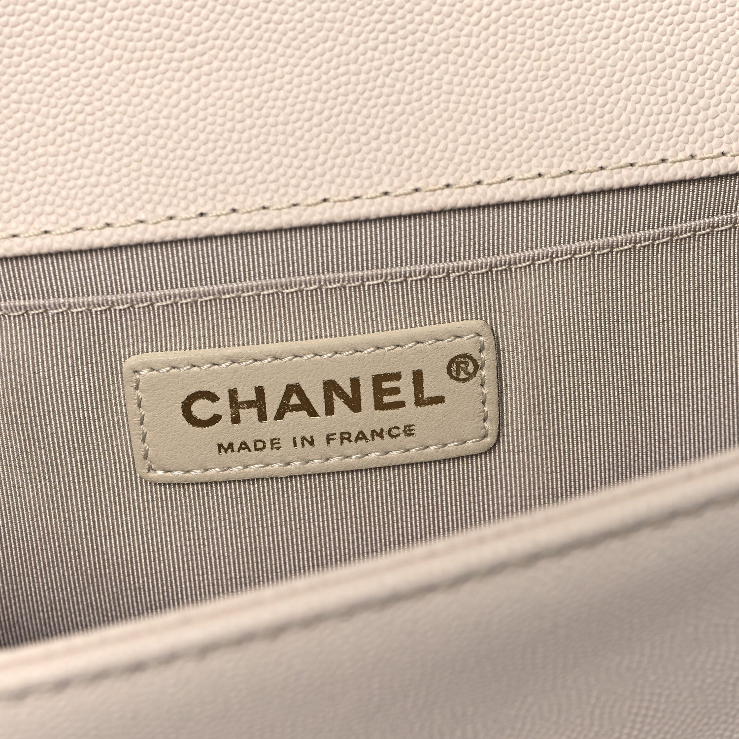 Chanel Caviar Chevron Quilted Braided Medium Boy Flap Beige 6 of 11